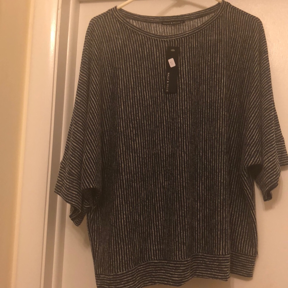 NEW Nally & Millie oversized blue/ off white shirt